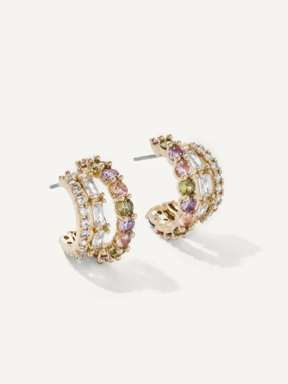 Olive & Piper Gold Cassia Hoops with Pastel Gems